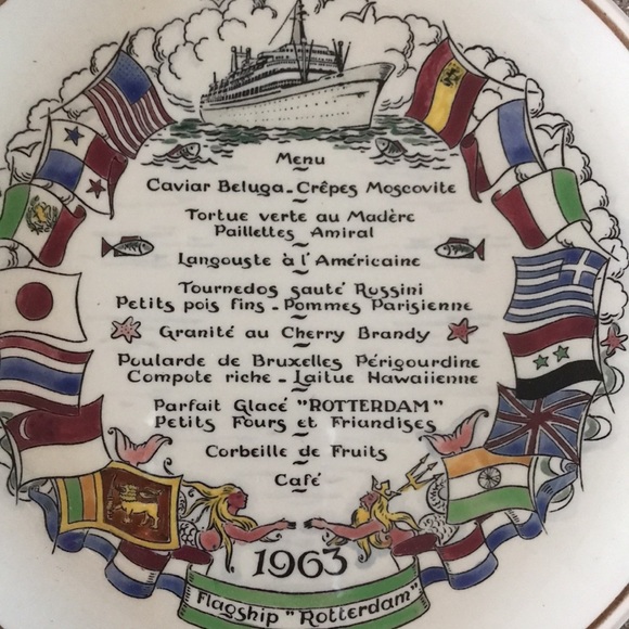 Vintage 1963 Commemorative Plate, ATW Cruise Holland-America Ship Rotterdam - Picture 4 of 4